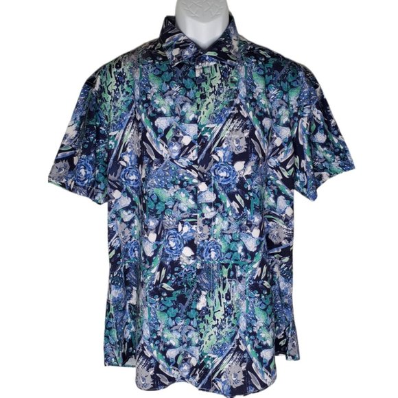 Valiant Paris Other - ⛳️🕺🏼👔👕🦅Valiant Paris Men's Party On Blue Floral Button Down Shirt - X-Large